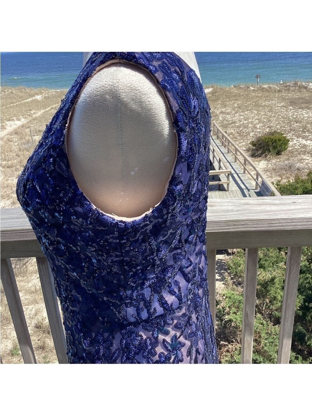 Alex Evenings Navy Sequin Maxi Dress - Picture 8 of 13